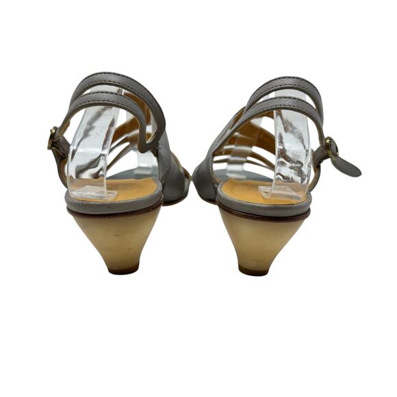Coclico Leather Sandals Kitten‎ Heel Strappy Slingback Gray Size 38.5 US 8 8.5 - Picture 8 of 15